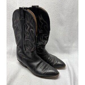 Nocona Boots Mens 12 D Black Lizard Leather Pull On Western Cowboy Rodeo USA VTG